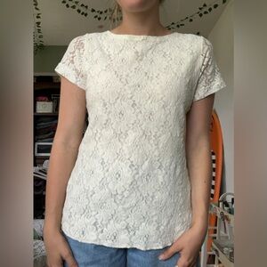 Elegant Lace Women’s Top - Cream